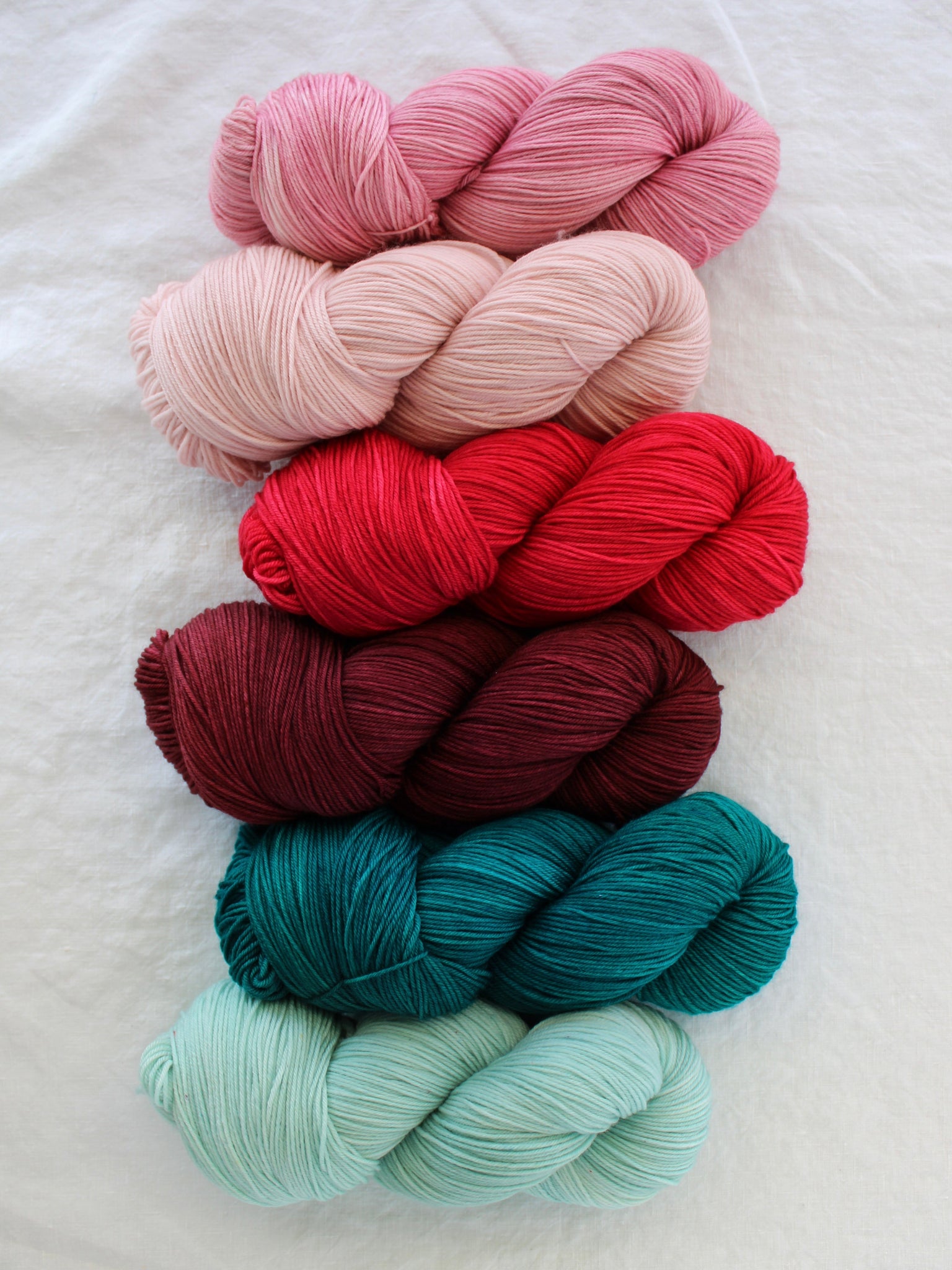 Cozy Christmas Tonal Sampler - Ruby and Roses Yarn - Hand Dyed Yarn