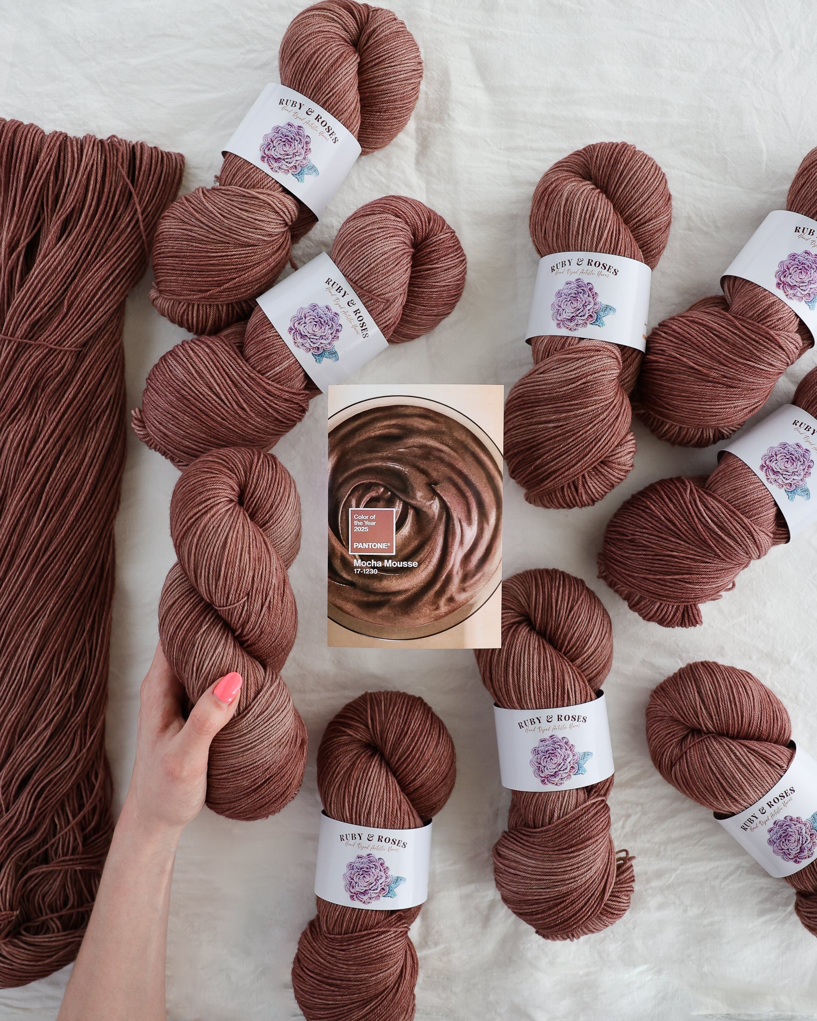 Mocha Mousse - Pantone 2025 - Ruby and Roses Yarn - Hand Dyed Yarn