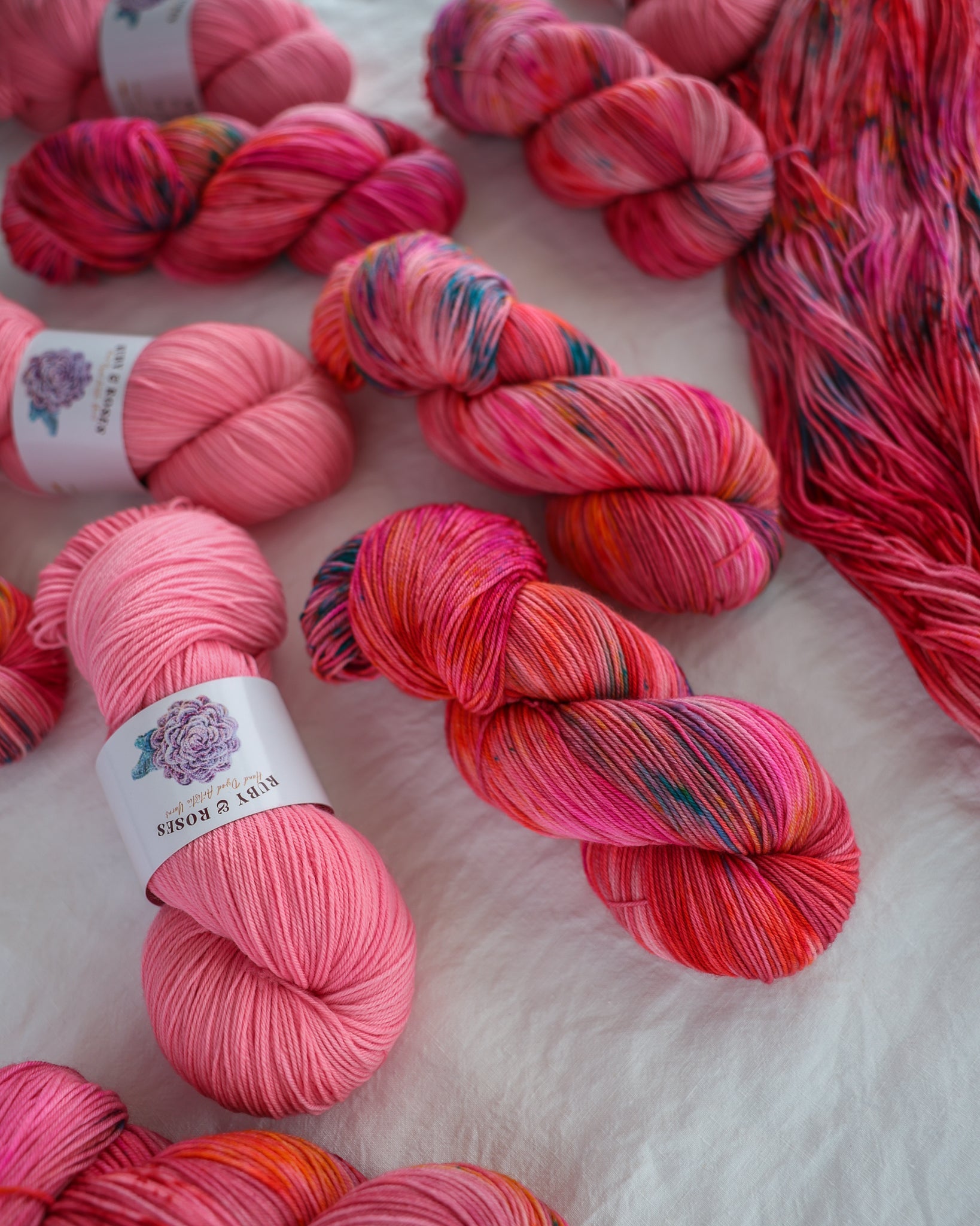 Watermelon Sugar OOAK - Ruby and Roses Yarn - Hand Dyed Yarn