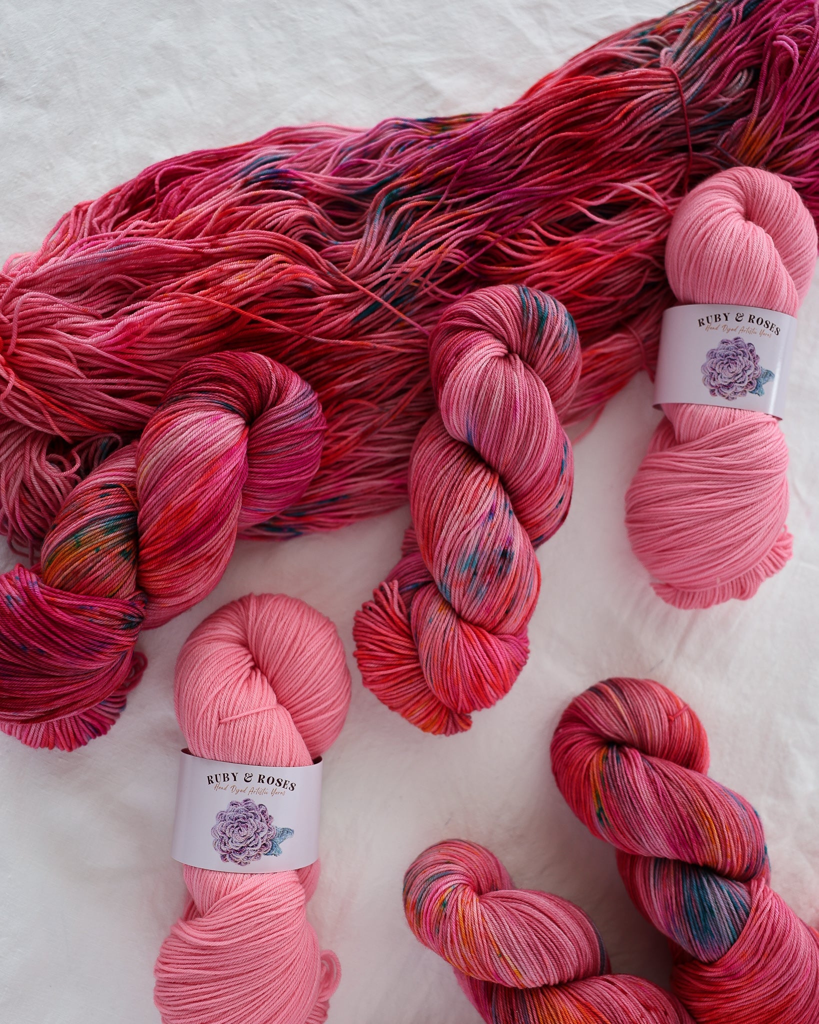 Watermelon Sugar OOAK - Ruby and Roses Yarn - Hand Dyed Yarn