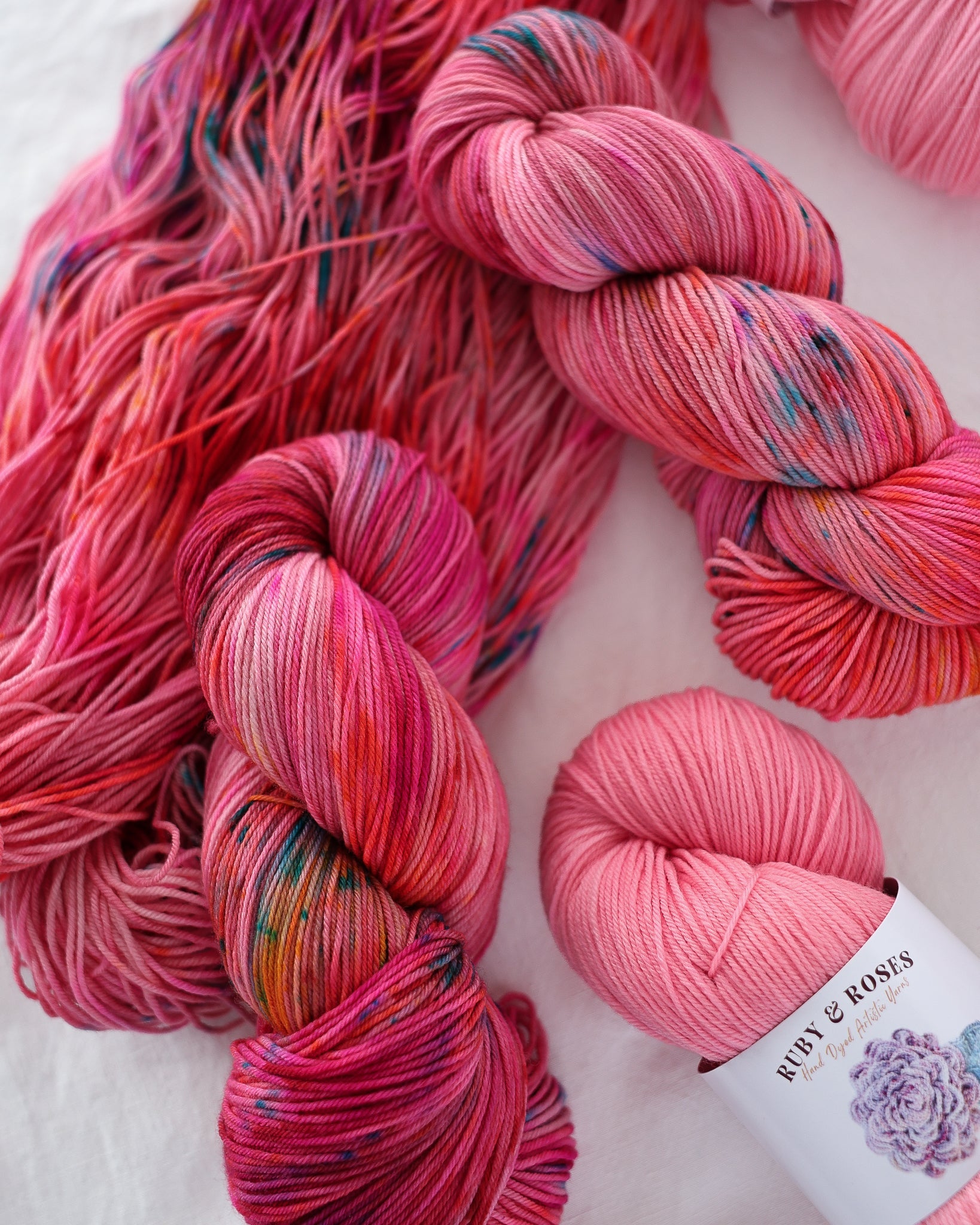 Watermelon Sugar OOAK - Ruby and Roses Yarn - Hand Dyed Yarn