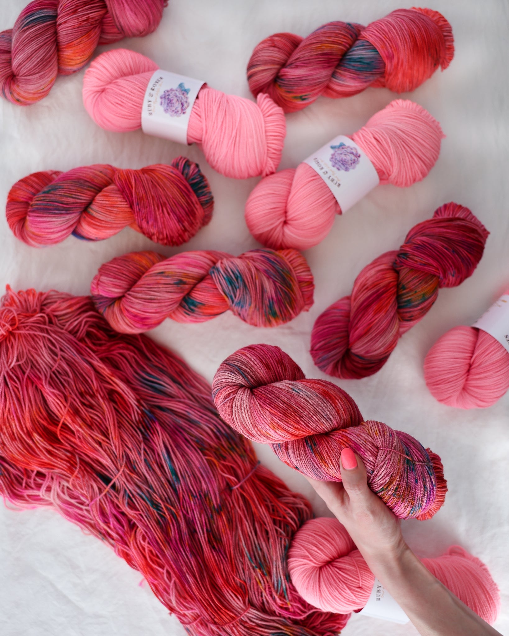 Watermelon Sugar OOAK - Ruby and Roses Yarn - Hand Dyed Yarn