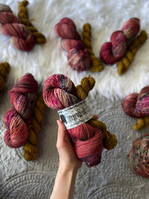 Midas Touch /// OOAK Sock Set - Ruby and Roses Yarn