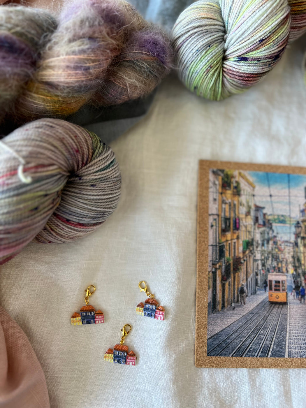 Progress Keeper Charm /// Lisbon Cityscape - Ruby and Roses Yarn - Hand Dyed Yarn