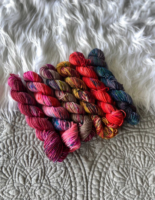 Rushlight /// OOAK Minis Collection - Ruby and Roses Yarn - Hand Dyed Yarn