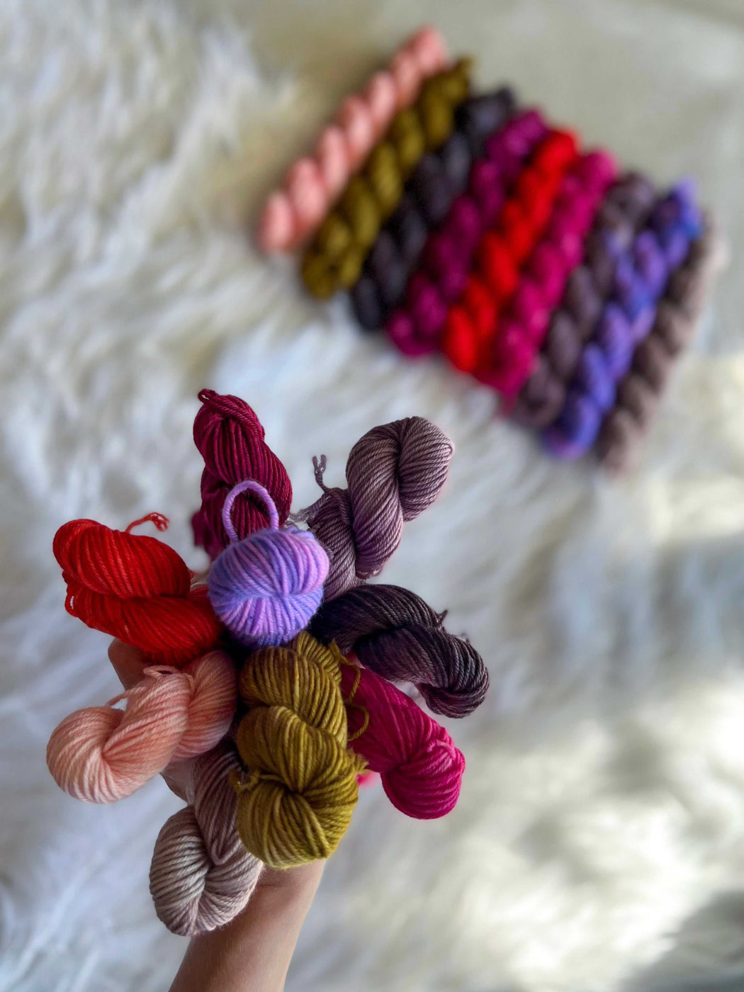 Velveteen Roseate Minis Collection - Sampler - Ruby and Roses Yarn - Hand Dyed Yarn