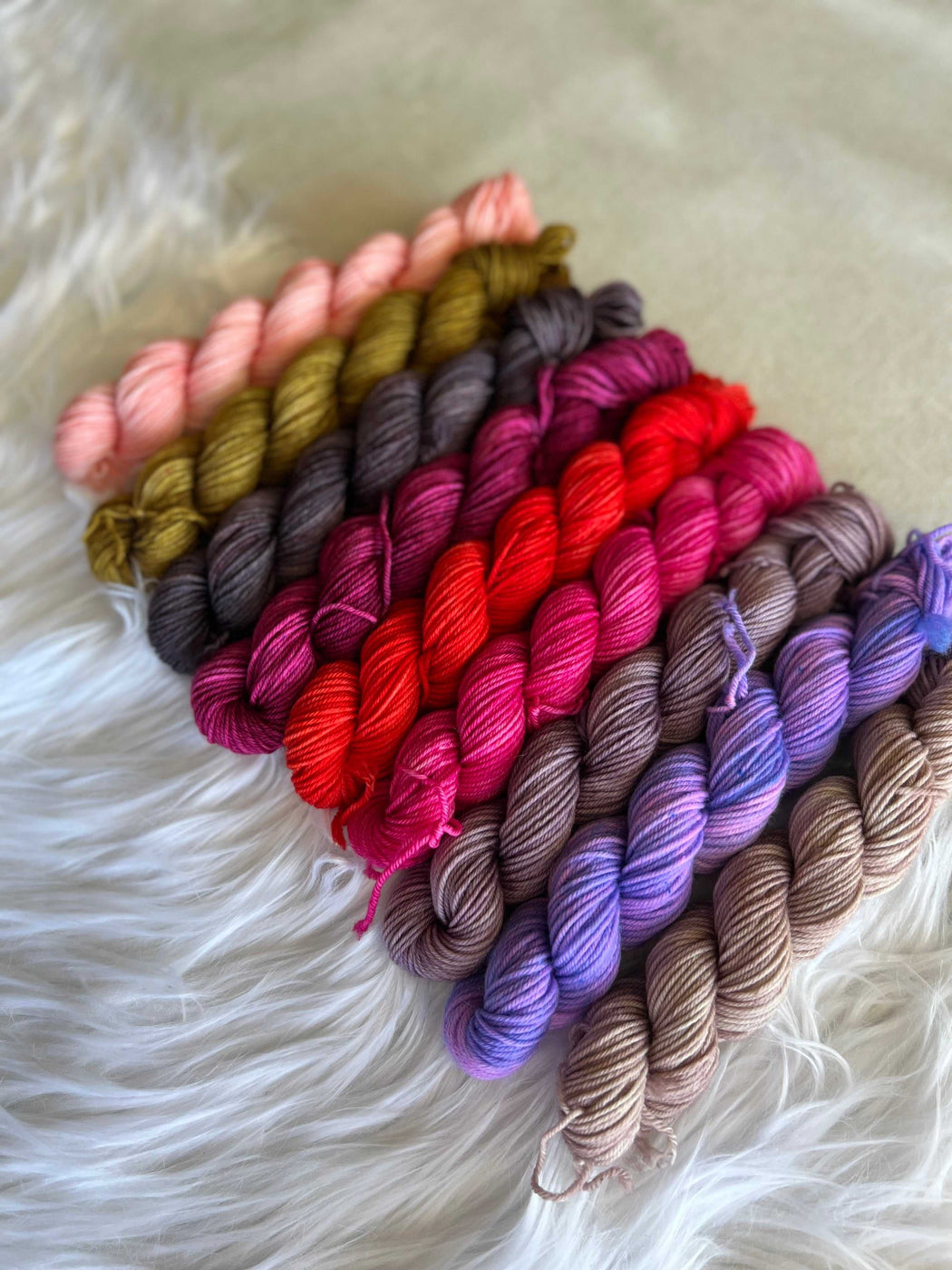 Velveteen Roseate Minis Collection - Sampler - Ruby and Roses Yarn - Hand Dyed Yarn